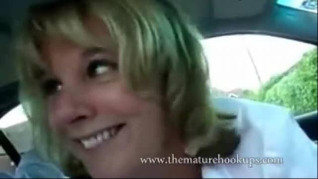 Mature secretary cheats with her boss in the car